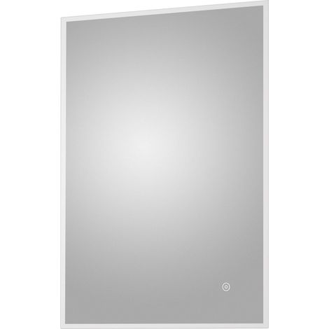 Rectangular LED Illuminated Touch Sensor Minimalist Mirror with Demister, 700mm x 500mm - Chrome (1/2)