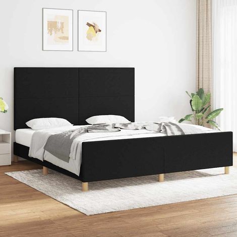Cadre de lit sans matelas noir 180x200 cm tissu (1/5)