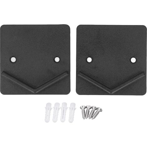 Lot de 2 supports de tringle à rideau de douche, fixation murale carrée pour salle de bain, support en plastique noir (1/5)