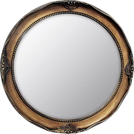 Miroir Mural décoratif Vintage 31 cm Rond doré Antique (1/5)