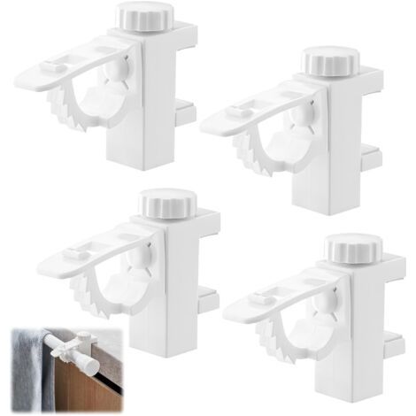 Support Tringle Rideaux Sans Percage, 4 pièces Support Ri-deau Sans Percage, Tringle Rideau Dressing, Accroche Rideau Sans Percage