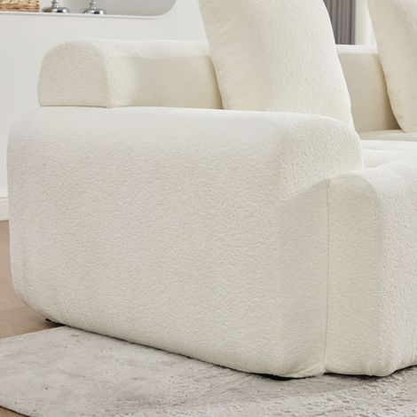 Canapé Cloud 3 places en L mousse mémoire sans assemblage avec tabouret. Dimensions 268×102×78 cm confortable pour intérieur beige. (1/5)