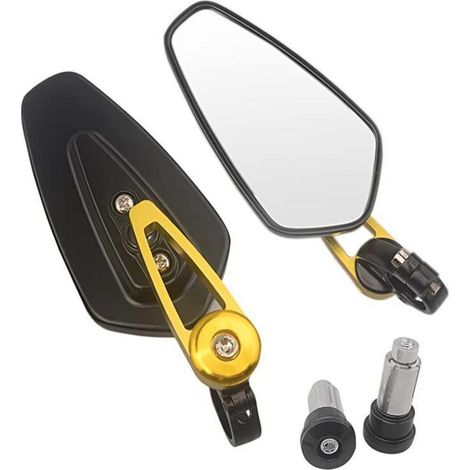 Motorrad Lenkerendspiegel 22mm für Cafe Racer, Scooter, Bobber, Gold (1/5)