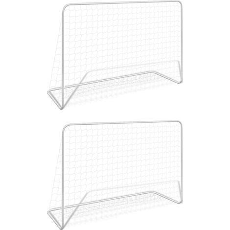 Buts de football avec filets 2 pièces en acier blanc 182 x 61 x 122 cm - PANGIVO (1/5)