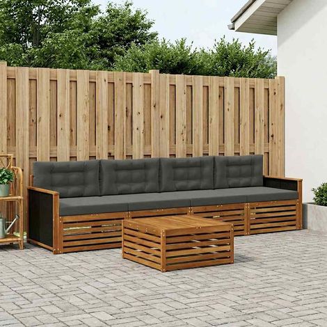 vidaXL Outdoor-Sofagarnitur mit Kissen 5 pcs Natur und Anthrazit (1/5)