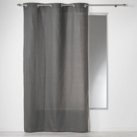 Rideau a oeillets coton uni 140 x 240 cm Panama ardoise (1/3)