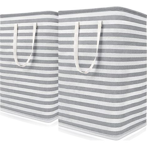 BEBUSINGOTO Paniers à linge 75l [paquet de 2], panier à linge autoportant avec longues poignées renforcées, grand panier à linge imperméable, pliable et léger (1/5)