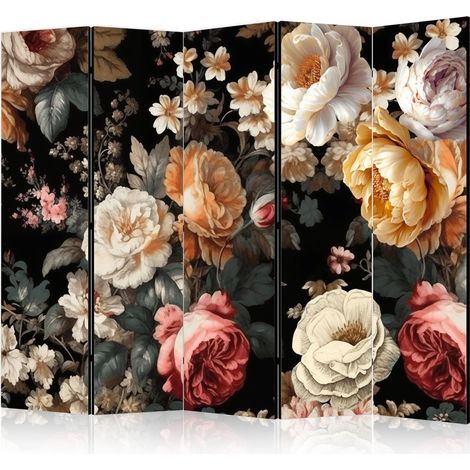 Dekorativer Bildschirm artgeist Vintage Blumenmuster schwarz 225x172 cm