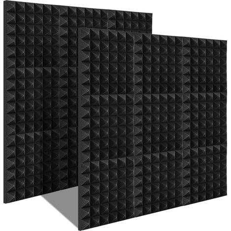 TolleTour Pannelli fonoassorbenti adesivi 24 pz, piramide 30x30x5cm neri