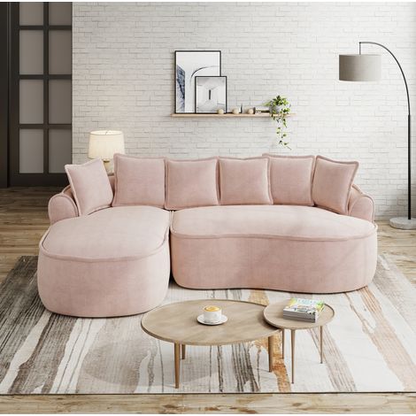 Modulsofa mit Schlaffunktion Chenille Rosa 2-teilig OKMYHOME (1/5)