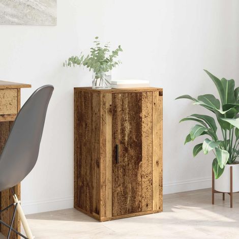 Buffet meuble bas 1 porte en bois d’ingénierie, bois ancien, 40 x 33 x 70 cm - PANGIVO (1/5)