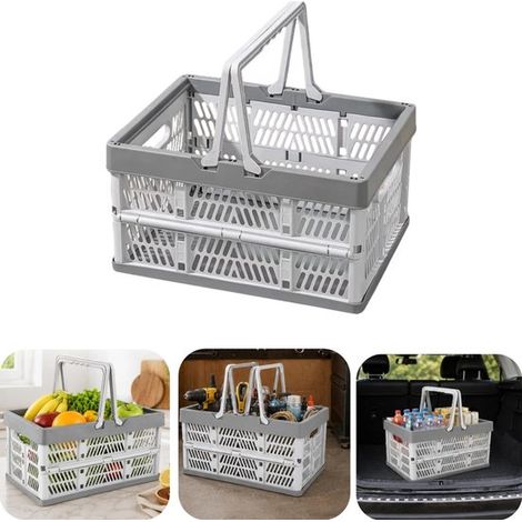 Panier de rangement Panier de pique Panier avec poignée Boîte de rangement pliable (gris, 38,5 x 25 cm) (1/5)