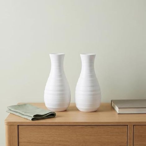 Lot de 2 vases en plastique aspect céramique pour fleurs incassables sans danger pour vos enfants, pour la décoration de la maison (1/5)