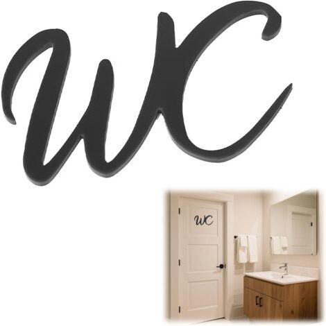 Plaque De Porte Wc Autocollante 15x10cm, Série Déco Toilette Noir, Étiquette Adhésive pour Porte De Toilette, Signalétique Intérieure Et Extérieure, Accessoire De Décoration Wc Maison Bureau (1/5)