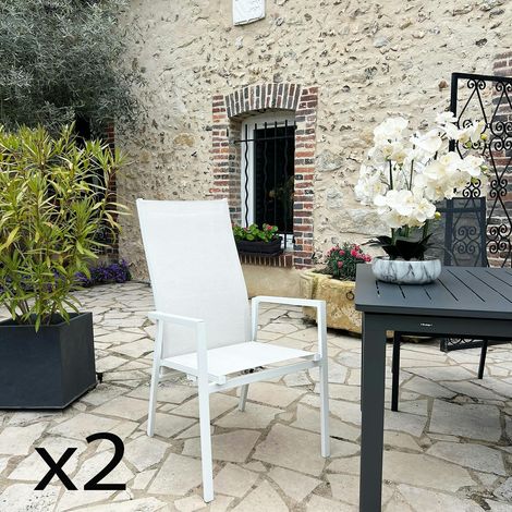Fauteuil de jardin en aluminium avec dossier réglable blanc (lot de 2) OSLO (1/5)