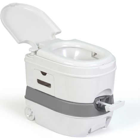 Briebe WC1196W WC Inodoro Portátil Químico con Ruedas Adultos 24L Camper, Camping, Vater Descarga Agua 20L  Blanco
