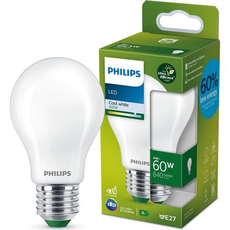 Bombilla ultra efficient led classic e27 4 w 840 im 4000 k ø6 x 10,4 cm (1/5)