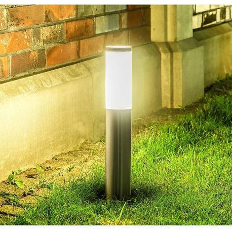 Lighting Lampade Exterieur Chemin Borne lumineuse en acier inoxydable E27 Jardin Patio Porche Allée (Argent , Moyen) (1/3)