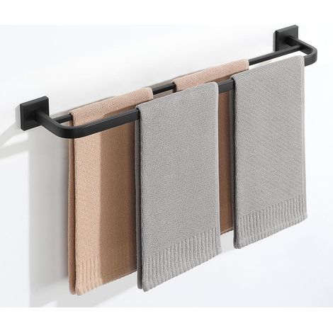 Porte-Serviettes Mural en SUS304 Acier Inoxydable, Barre Porte Serviette Longueur 57.8 CM, Porte Serviette Salle de Bain Durable pour Salle de Bain, Cuisine, Maison, Noir (1/5)