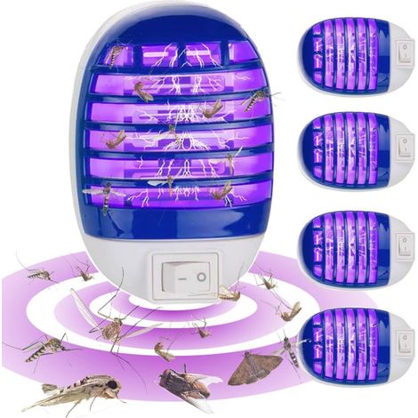 Set di 4 lampade antizanzare per interni, lampada antizanzare ultravioletta, lampada antizanzare blu, adatta per cucina, camera da letto, ristorante (1/5)