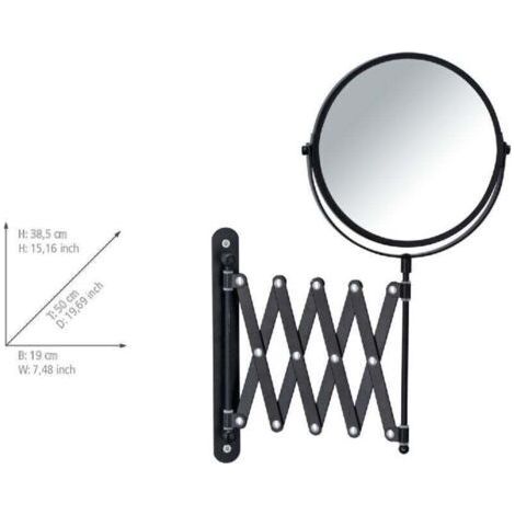 Black mirror 3x magnifying telescopic 16 cm wall mounted makeup mirror bathroom mirror 3x magnifying mirror extendable wall mirror industrial black mirror articulated arm mirror 50 cm (1/2)