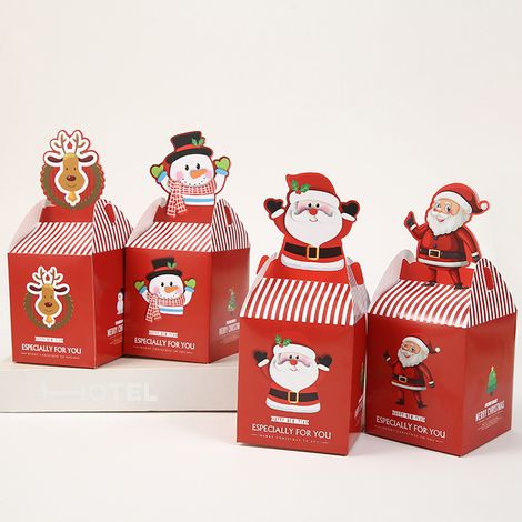 20 boîtes-cadeaux de Noël pour biscuits et bonbons, design recyclable avec motifs Père Noël, bonhomme de neige et renne, idéales pour fêtes et célébrations festives. (1/4)