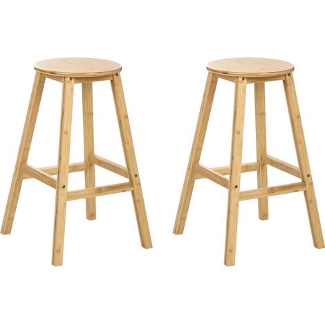 Set di 2 sgabelli da bar in legno di bambù classico per cucina e sala da pranzo marrone chiaro Ancelle (1/5)