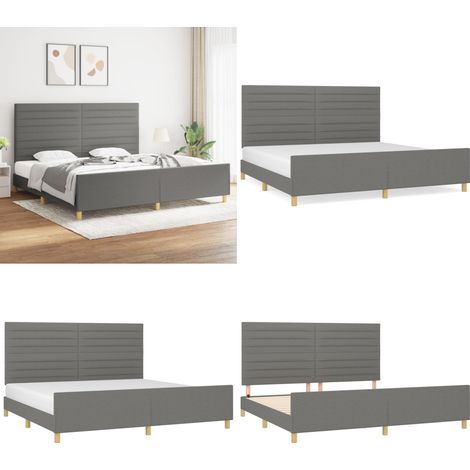 Bettgestell ohne Matratze Dunkelgrau 200x200 cm Stoff - Bettes Gestell - Doppelbett - Boxspringbetten - Holzrahmen - Lattenrost - Home & Living (1/5)