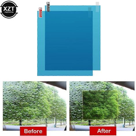 Lot de 2 films protecteurs universels imperméables pour vitres de voiture, anti-buée et anti-pluie, 240 x 200 mm (1/5)