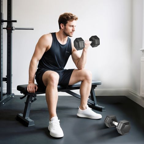Haltères avec poignée moletée, 2 x 12, haltère en fonte, 5 kg pour la maison, la salle de sport, la musculation