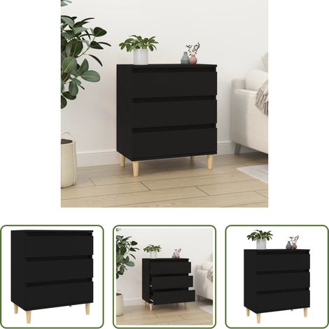 vidaXL Holzbeine - Sideboard Schwarz 60x35x70 cm Holzwerkstoff (1/5)