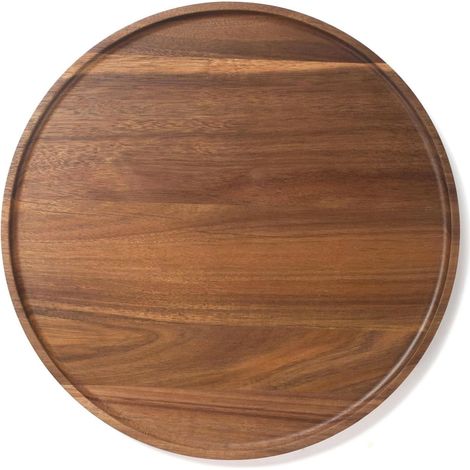 1 Plateau Rond Bois D'acacia, 35x35x2cm, Surface Lisse, Design Minimaliste, Pour Salon, Cuisine
