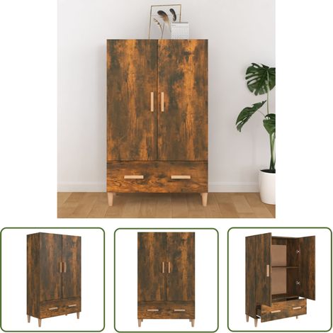 The Living Store Highboard Räuchereiche 70x31x115 cm Holzwerkstoff - Sideboard - Hochboard - Wohnzimmermöbel - Holzmöbel - Regal (1/5)