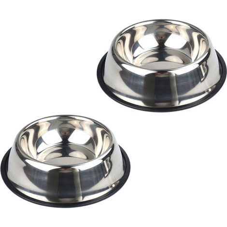 Pet Supplies Bol pour chien en acier inoxydable antidérapant et résistant aux chocs - Lot de 2