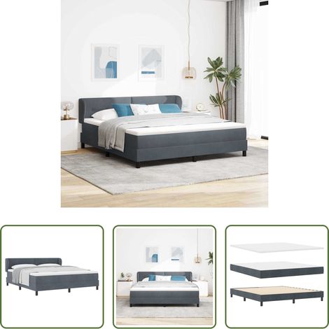 Lit moderne -  Lit à ressorts avec matelas Gris foncé 180 x 200 cm Velours (1/5)