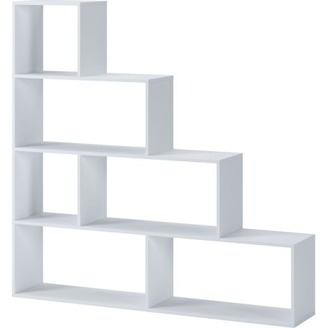 Libreria Design Zig Zag Scaffale Mensola Moderna 6 Vani A Giorni E Ripiani Mobile per Libri per Soggiorno Salotto Camera Studio 143 x 144.9 x 27.9 Cm Bianco (1/4)