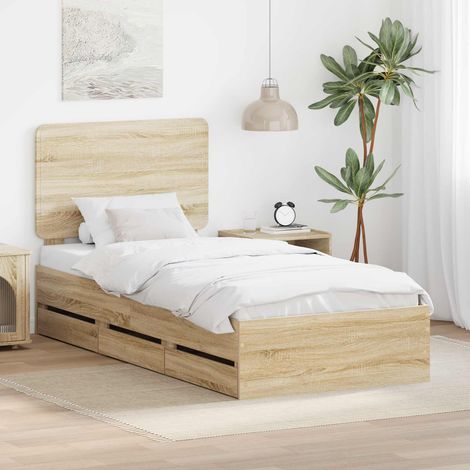vidaXL Struttura del letto con cassetto Rovere Sonoma 90 x 200 cm