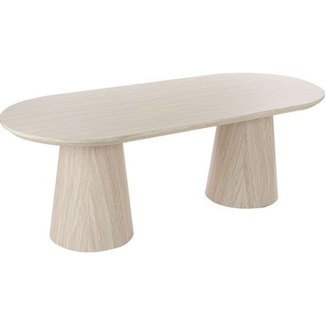 ENAYA - Table à manger ovale couleur bois clair 220 cm (1/4)