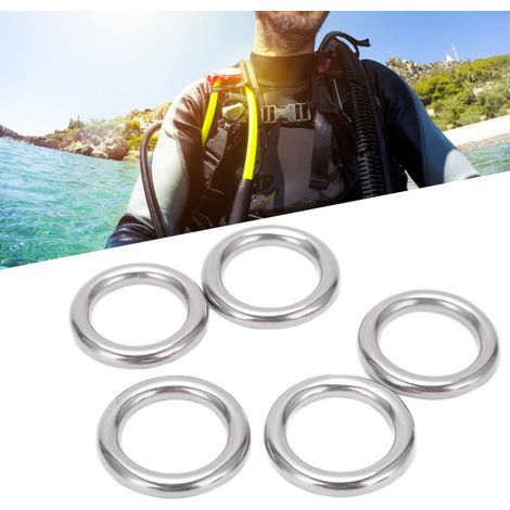 Lot de 5 anneaux ronds en acier inoxydable 304 sans soudure, type O, pour hamac et yoga, 6 x 25 mm (1/5)