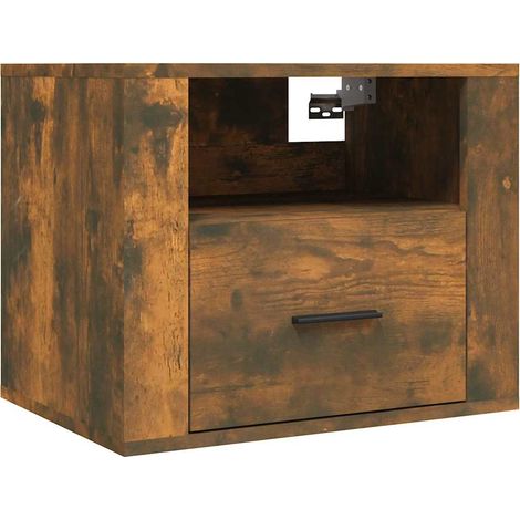Maison Exclusive - Mesita de noche de pared roble ahumado 50x36x4 (1/5)