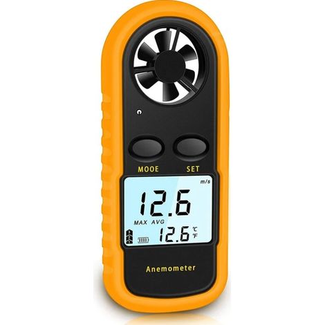 Sollbry Tragbares Anemometer, hochpräzises (±5 %) digitales Anemometer mit LCD-Hintergrundbeleuchtung, tragbares Anemometer für den Außenbereich, HAVC, Drohnen (1/5)