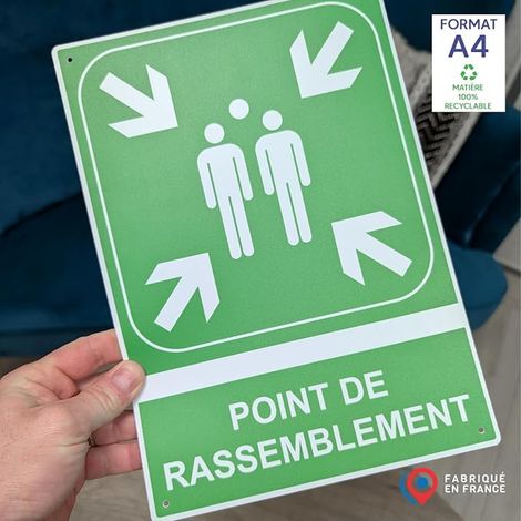 Panneau Point de Rassemblement - Panneau Format A4 - Affichage extérieur ou intérieur (1/2)