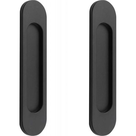 Poignée De Porte Coulissante - Alliage D'aluminium Noir Mat - Sans Perforation - 180 X 40 Mm - Lot De 2 (1/5)