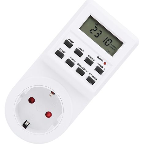 Minuterie programmable prise électrique avec écran LCD, interrupteur horaire digital, modèle TM03 (1/5)