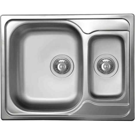 elleci Fregadero moderno gris dos cubetas en acero inoxidable