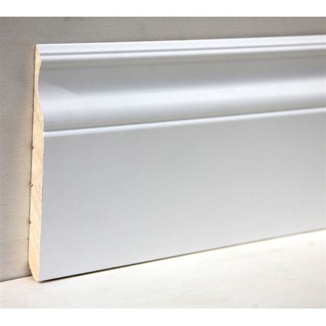 6 pezzi Battiscopa Barocco Ayous legno laccato Bianco mm14x140x2500
