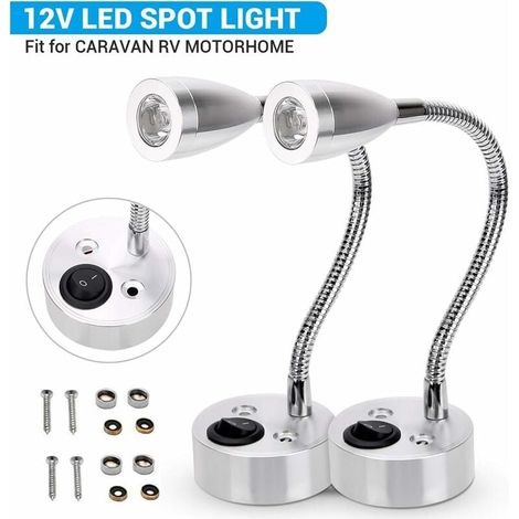 Applique Murale LED 12V, Spot de Lecture avec Interrupteur, Lumière Chaude pour Camping-Car Caravane Camping-Car VR (Lot de 2) (1/5)