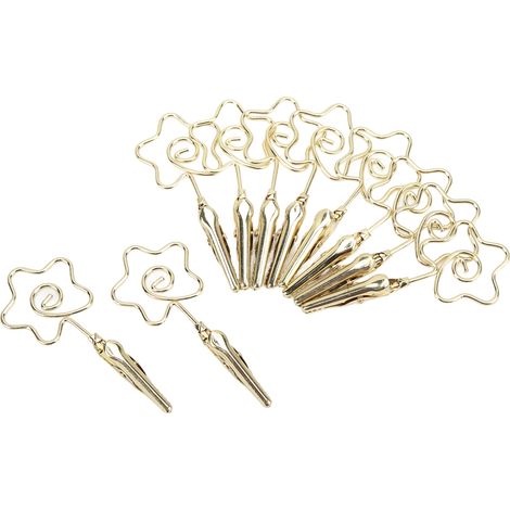 Porte-carte métal 10 pièces, clips double face robustes et durables, pince numéro polyvalente, doré, pour étiquettes et badges (1/5)