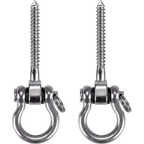 2 Pièces Crochet a Visser, Acier Inoxydable 304 Robuste 180° Crochet Plafond pour Aire de Jeux Intérieure Extérieure Yoga, Hamac,Corde, Balançoire (1/5)