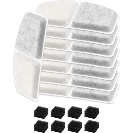Lot de 16 filtres pour 2.8L Fontaine à Eau pour Chat sans Fil, Filtre en Acier Inoxydable pour Fontaine à Eau pour Chat, 8 filtres avec 8 en Mousse (8+8) (1/5)